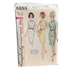 Simplicity Pattern 5355 Misses Dress Size 12 Vintage 60s Sewing uncut